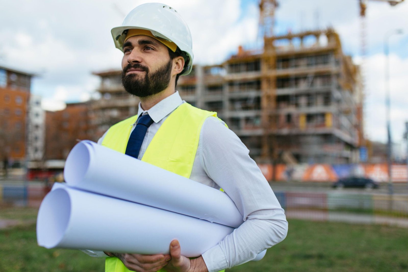 Construction professional at a building project